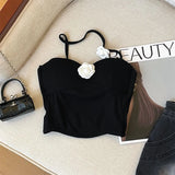 Fongt Style Elegant Temperament Smear Sling Sling Sling Vest Spring And Autumn Short Camellia Design Thin Atmosphere Outside The