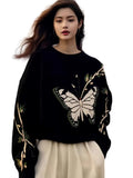 Fongt Butterfly Print Sweater Women 2025 Autumn And Winter New Loose This Year's Popular Beautiful Design Knitting Top