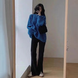 Fongt Lazy Blue Sweater Women's Autumn And Winter 2025 New Explosion Thick Cloth With Knitted Bottom Shirt