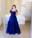 Fongt New Spring And Summer Women's Dress A Word Broken Shoulder Long Pure Fairy