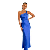Fongt Women's New Open-Fork Fashion Sexy Bareback Solid Dress Hanging Long Dress Dress Women