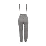 Casual Straps Jumpsuits Pants Ladies Summer Autumn Clothes Plaids Checked Playsuits Backless Plain Outfits