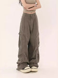 Fongt Design Cargo Pants Men And Women Loose Pockets Casual Pleated Straight Leg Wide Legs Mop The Floor Pants-Outfit