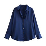 Fongt Women's Clothing In Autumn 2025 20 Color Buff Silk Densate V Collar Long-Sleeved Striped Vertical Shirt