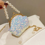 Clip Shining Shoulder Bags Chains Evening Handbags Bling Pearl Clutch Bag Chain Wedding Dinner Purses Luxury Designer