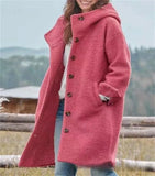 Fongt Autumn Women's Long-Sleeved Collar Coat Lady Casual Loose Hooded