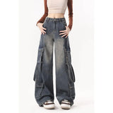 Fongt Jeans Women 2025 New High Street Design High-Rise Loose Straight Leisure Broad Legs Long Pants