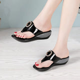 Women Shoes Summer Genuine Leather Beach Sandals Wedge Platform Slippers Flip Flops For Women Platform