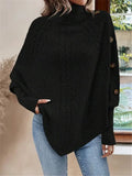 Fongt New Autumn And Winter High-Collar Button Decoration Bat Shirt Sworn Sweater