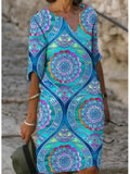 Elegant Floral Print Dress 703-0-Outfit
