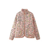 Fongt Women's Clothing 2025 Autumn 11 Thin Cotton Clothes Printed Collar Double Pocket Cotton Jacket Loose Coat