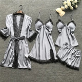 Midnight Charm Sexy Pajamas_Pyjamas Summer Sexy Pajamas Four-Piece Korean Version Of Sling Women With Breast Pad