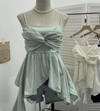 Fongt Shooting Irregular Kinky Skirt Shaved Belly Thin Sling Vest Design Slim Slime Sleeveless Top 9150