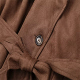 Fongt And Winter Women's Retro Loose Long-Sleeved Belt Double Buckle Wind Coat