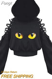 Fashion Printing Sweatshirt Spring Fall 2023 Hoodies Casual Bandage Hollow Out Long Sleeve Exposed Navel Hooded Crop