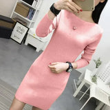 Autumn Winter Women Sweater Dress Warm Pullovers Sweater Elastic Slim Knitted Dress Bottoming Sexy Women Mini Dresses
