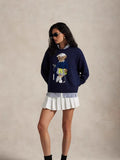 Fongt New Women's Round-Necked Bear Cartoon Casual Age-Reed Knitted Sweater