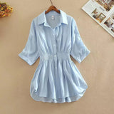 Fongt Large-Size Collar Loose Shirt Women 2025 Summer New Waist Thin Temperament Design Shirt