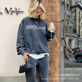 Fongt Autumn And Winter New Pure Cotton Water Wash Old Sweater Women In Batik Retro Print Top Lady