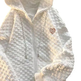 Fongt Early Autumn New Hoodie Female Loose Waffle Korean Version Of Versatile Design Sense Long Sleeve Cardigan
