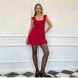 Chiffon Tie-Up Strap Mini Dress-Outfit