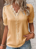 Fongt Summer New Holiday Fashion Hollow Short-Sleeved Women's Shirt