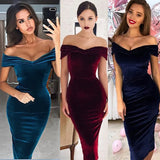 Fongt Hot Sales Explosion Temperament Commuting Women's Clothing One-Word Collar Shoulder Dress Dress