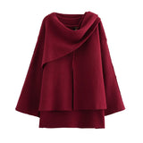 Fongt Autumn Women's Asymmetric Scarf Short Knitted Coat W063 2819