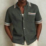 Fongt Men's Summer New Knitted Knitted Jersey Casual POLO Shirt Men's
