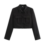 Fongt 2025 New Women's Double Pocket Coat Top + Pants Suit