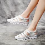 Women Sandals 2021 Summer Shoes Genuine Leather Covered Toe Soft Casual Walking Zapatos Mujer Plataforma Big Size