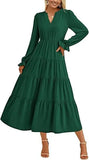 Fongt Autumn Long Dress Long Sleeve V-Neck Layered Lotle Leaves By The A-Line Cocktail Party