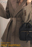 Women Wool Coat Fashion Winter Coat Women Clothing Short Basic Jacket Casual Belt Ladies Woolen Coats Manteau