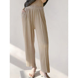 Fongt Folded 2025 New Fish Scale Pants Show Thin Set Of Leisure Pants Tight Waist Multi-Color Temperament Lazy Wind
