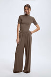 Fongt 2025 New Modeler Set Women's Soft Comfortable Round-Neck Short-Sleeved Blouse + Trousers