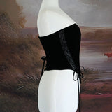 Fongt French Retro Velvet With Thoracic Fish Bone Girded Lumbar Simple Shape Dress Corset Can Be Worn Outside