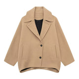 Fongt Autumn New Women's Wear Collar Single Buckle Buckle Bat Long-Sleeved Pocket Coat Coat