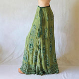Fongt Niche Retro Print Bumps National Wind Low-Waist Tie With Large Swings Thin Half-Body Skirts 2025 New Model