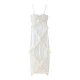 Fongt Women's Clothing 2025 Summer New Folding Lotus Side Spliced Open Slinging Dress