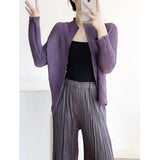 Fongt Folds 2025 Summer New Coat Pop Loose Thin Folded Shirt Cardigan Woman