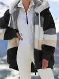 Fongt Hot New Autumn And Winter Loose Plush Multi-Color Hooded Coat Woman