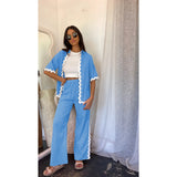Fongt Spring And Summer New Comfortable Casual Single Breasted Lace Splicing Trousers Shirt Coat 88231-Outfit