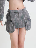 Fongt Spring 2024 New High-Waisted Waist Pocket Zip A-Line Skirt-Outfit