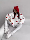 Fongt And Winter Long-Sleeved Love Sweater Female 2024 Burst Embroidered Loose Knitted