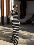 Fongt Sleeveless Striped Mid-Stripe New Tight Sexy Bag-Upped Vest Dress 2025 Knitted
