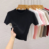 Fongt Sweater Woman 2025 Spring And Summer New T-Shirt High-End Design Sense With Knitted Shirt Pure Desire
