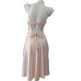 Fongt Sexy Pyjamas Women's Simulation Silk Summer Slings Long Dress Pure Wind Ice Silk Pajamas With Bra
