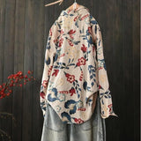 Fongt New Large-Size Loose Literary And Art Retro Broken Cotton Shirt With Long Top