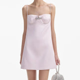 Pink Satin Diamanté Cami Straight Mini Dress And Crop Coat-Outfit