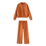 Fongt Bomber Jacket-Style Tunic 3399802 Loose High-Waisted Velvet Trousers 3199800